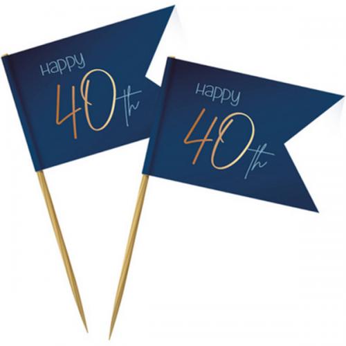 Cocktail Flags Happy 40th Blue
