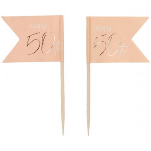 Cocktail Flags Happy 50th Pink