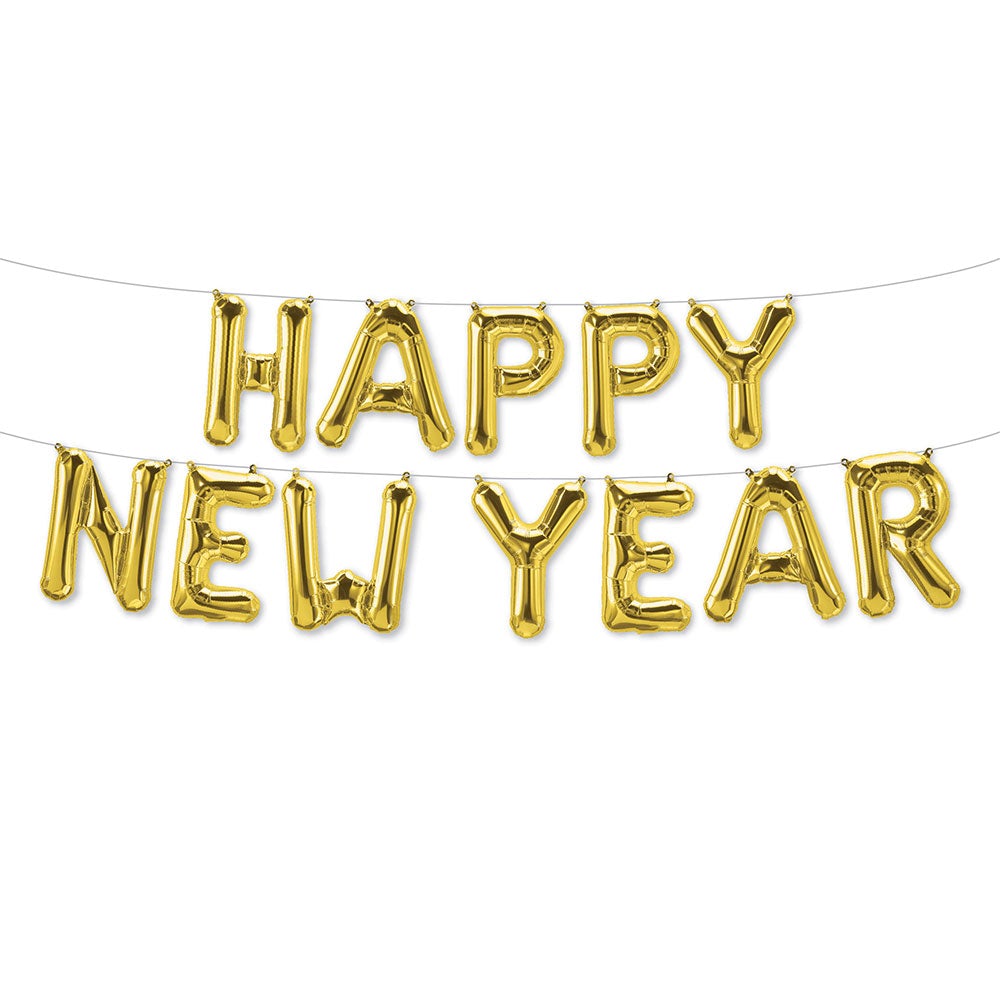Foil Balloon Happy New Year Banner