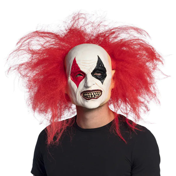 Latex head mask Ruddy clown with hair