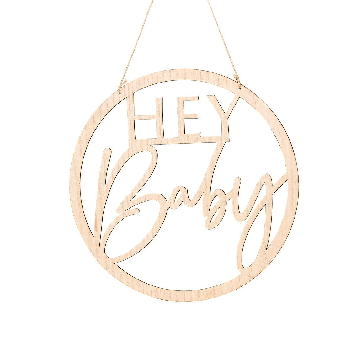 wooden hey baby hoop wreath