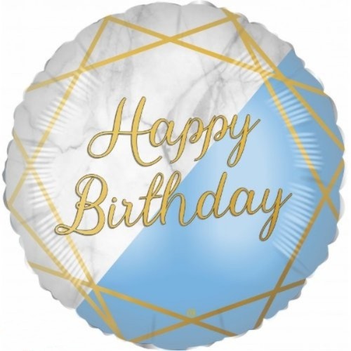 BALLOON - Marble, Blue and Gold Birthday