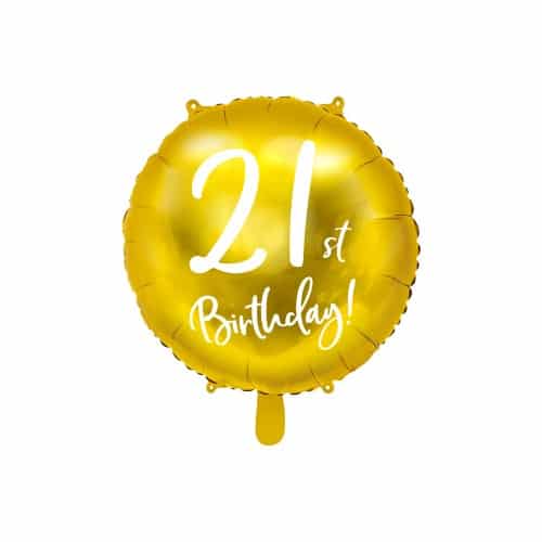 Foil Balloon 21st Birthday, gold