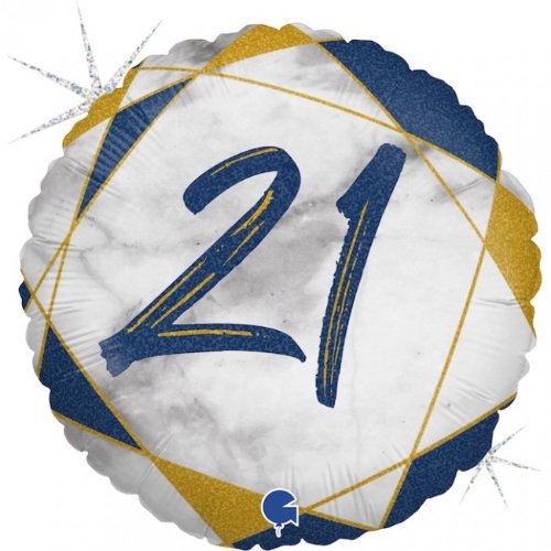 21 Marble Mate Happy Birthday Blue Balloon