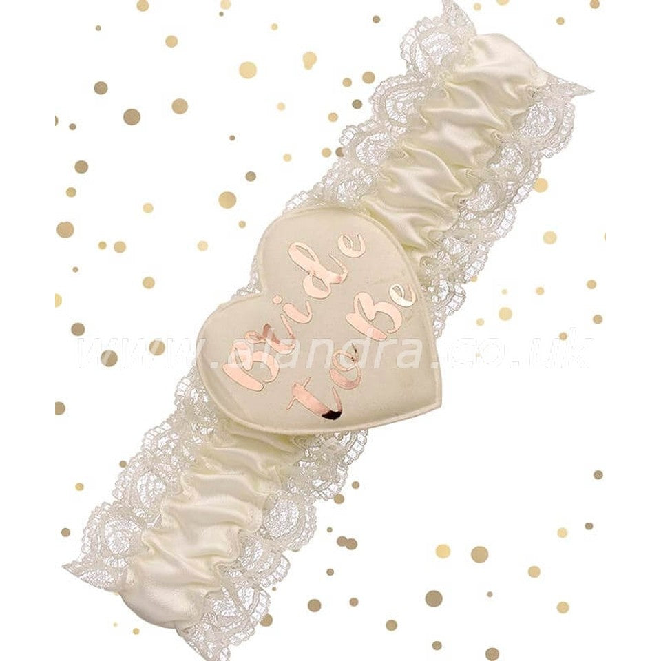 Cream & Rose Gold Bride to Be Garter