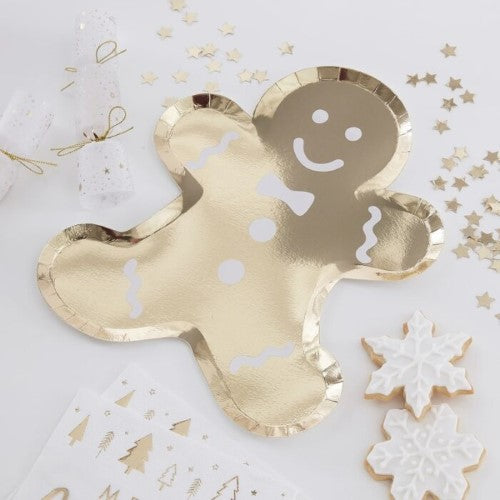 Gold Glitter-Paper Plates - Gingerbread - Gold