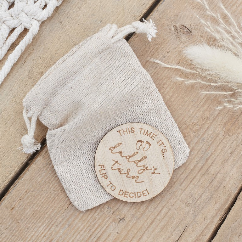 Flip Coin - Mummy or Daddy's Turn - Wooden