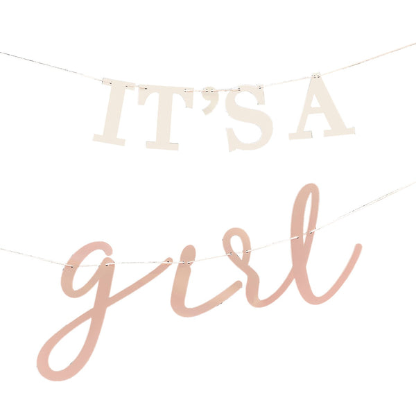 Hello Baby - Eco Bunting - It's A Girl - White & Blush
