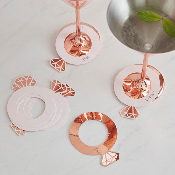 Drink Markers - Ring Shaped - Rose Gold Foil