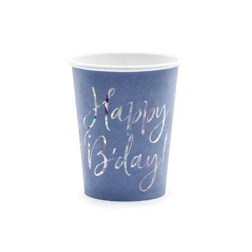 Cups Happy B'day!, navy blue