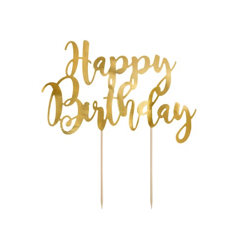 Cake Topper Happy Birthday, Gold