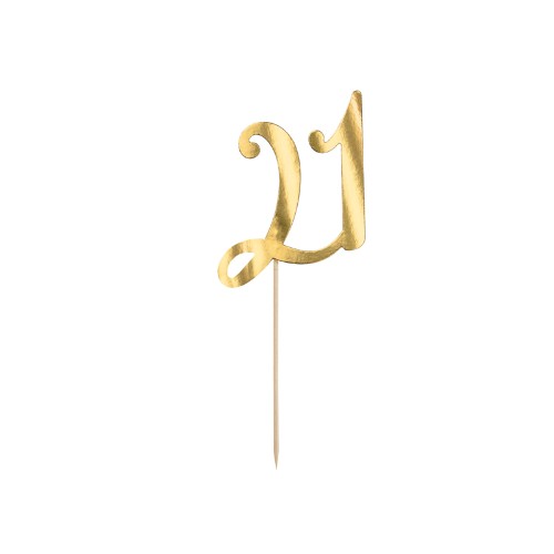 Cake topper ''21'', gold, 20.5cm