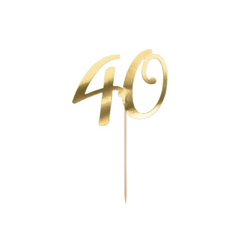 Cake topper ''40'', gold, 20.5cm