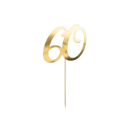 Cake topper ''60'', gold, 21cm