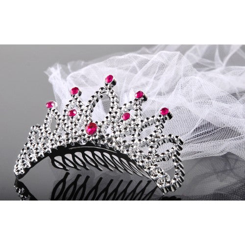 Tiara with a veil, silver