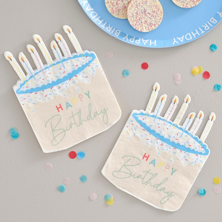 Napkins - Cake Shaped Happy Birthday
