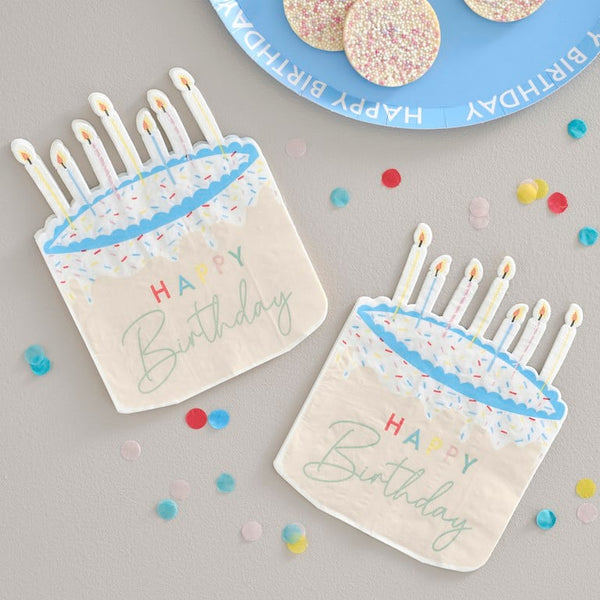 Napkins - Cake Shaped Happy Birthday
