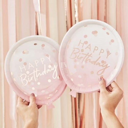 Rose Gold Balloon Shaped Party Paper Plates