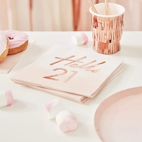 Mix It Up - Rose Gold Foiled Paper Napkins - Hello 21