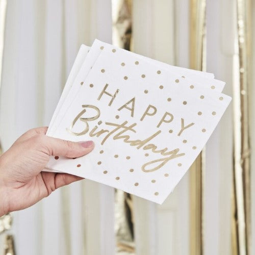 Mix It Up - Gold Foiled Happy Birthday Paper Napkins