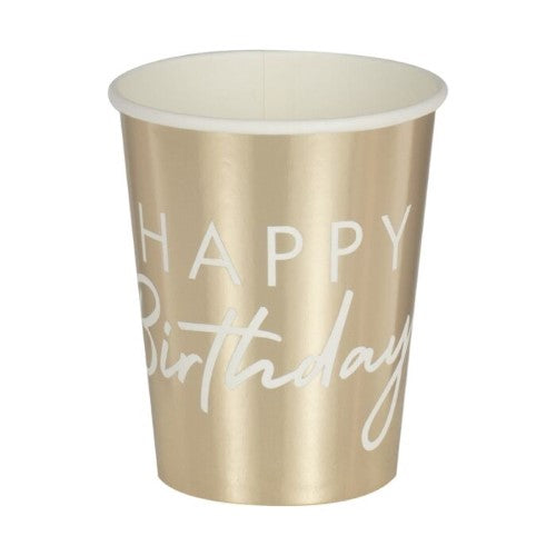 Mix It Up - Gold Foiled Happy Birthday Paper Cups