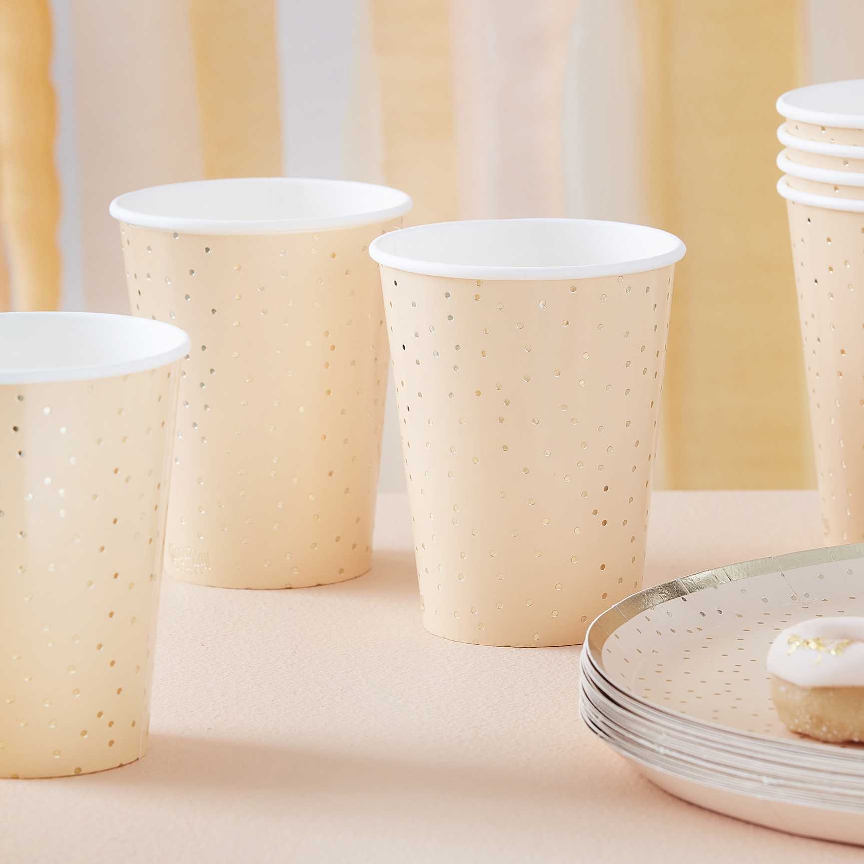Cup - Peach Ditsy Dot with fringe - Foiled