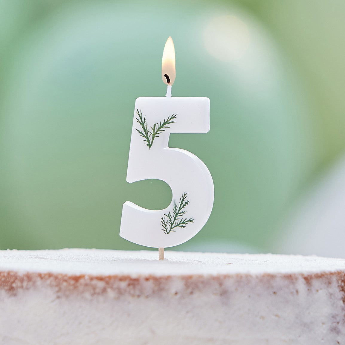 Candle - Number 5 - Pressed Foliage