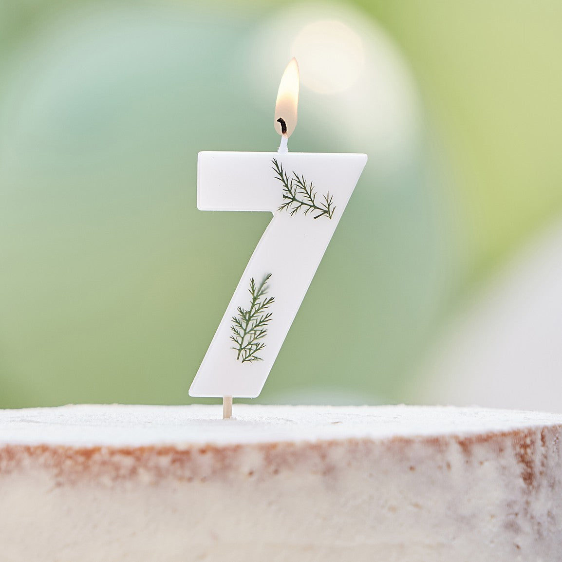 Candle - Number 7 - Pressed Foliage