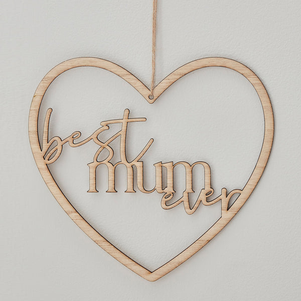 Wreath - Best Mum Ever Heart - Wooden
