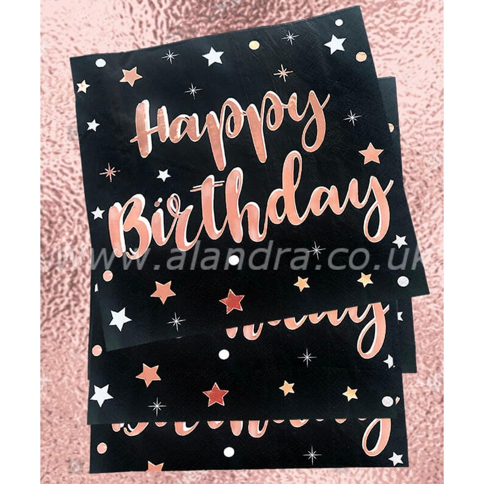 Rose Gold Happy Birthday Napkins