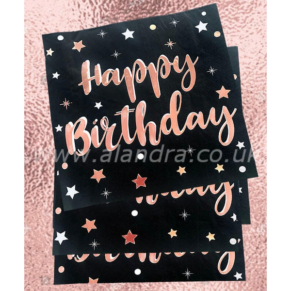 Rose Gold Happy Birthday Napkins