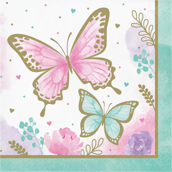 Butterflies pink and blue16 Napkins 33cm x 33cm