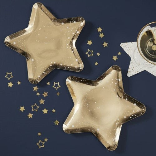 Pop The Bubbly-Paper Plates - Star Shaped - Gold