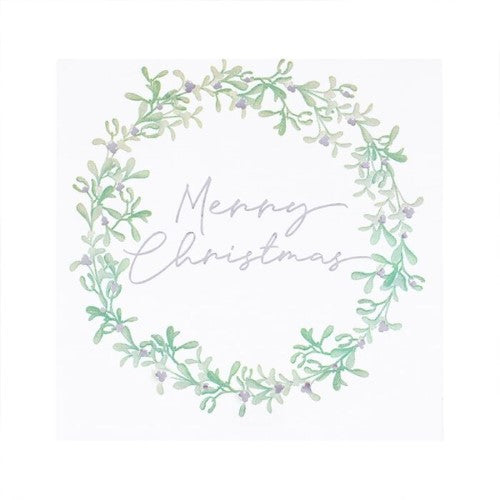 Merry Christmas Mistletoe Wreath Christmas Napkins
