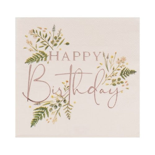 FLORAL PINK HAPPY BIRTHDAY NAPKINS
