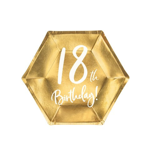 Plates 18th Birthday, gold
