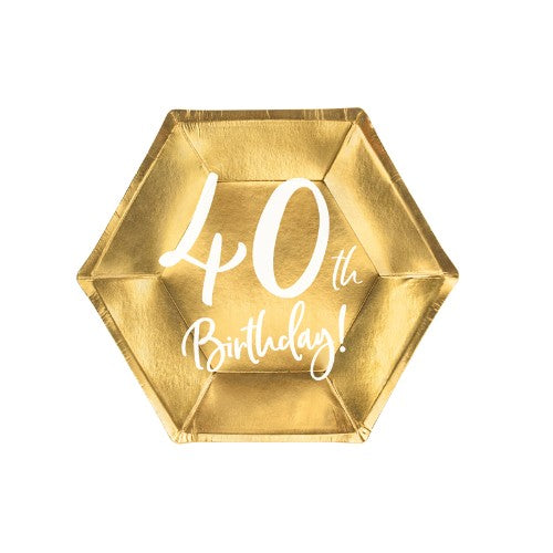 Plates 40th Birthday, gold