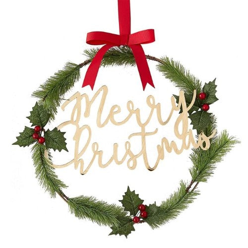 Traditional Touches-Acrylic Merry Christmas Foliage Wreath
