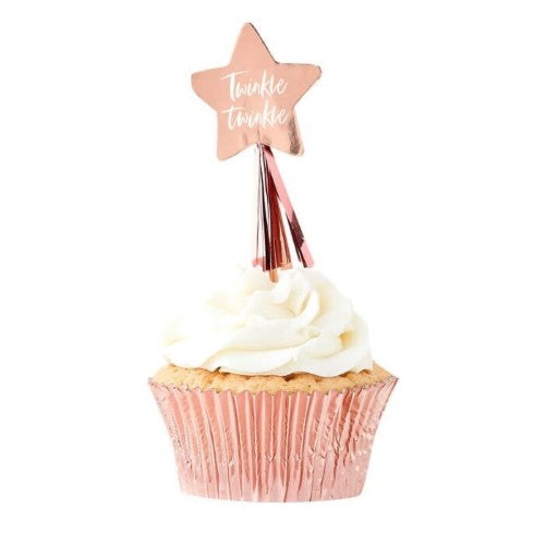 Twinkle Twinkle -Cupcake Toppers - Rose Gold