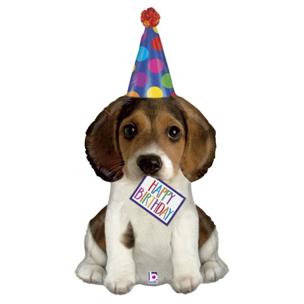 "Happy Birthday" foil Balloon With puppy