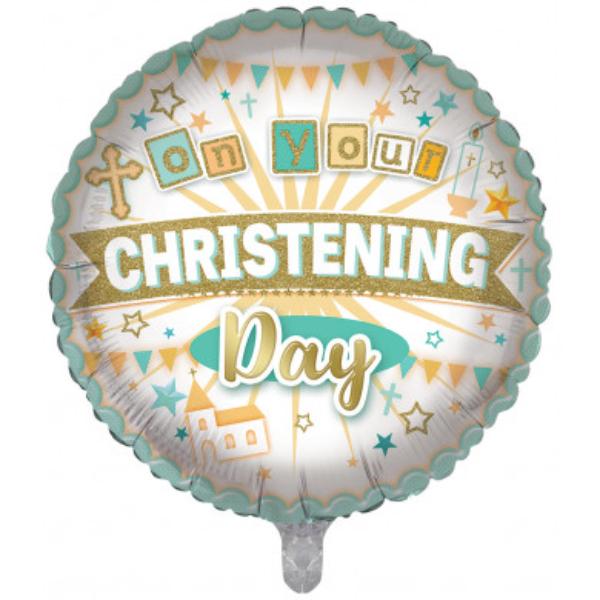 "Christeaning Day" blue Foil Balloon