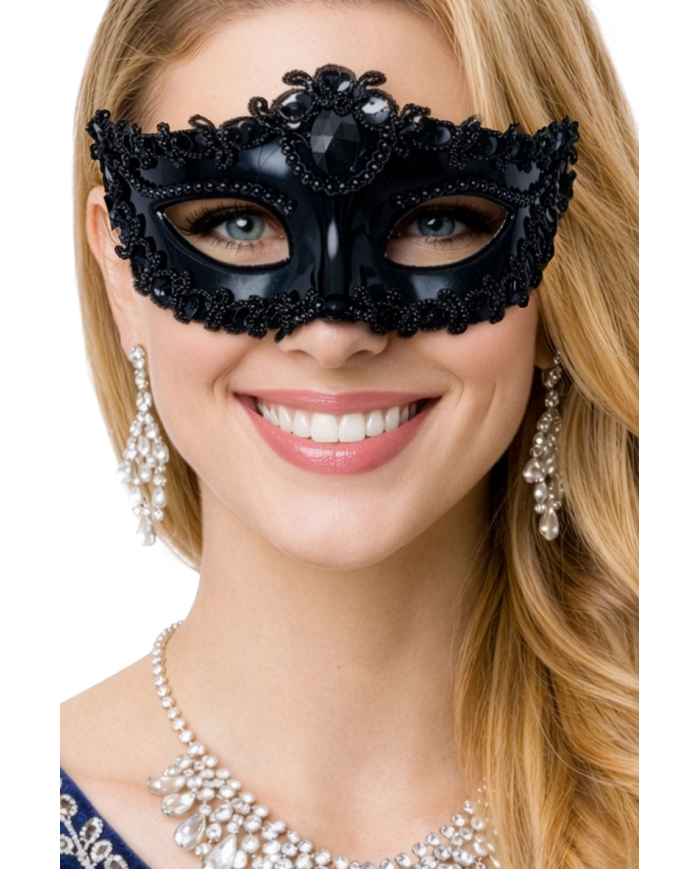 Black mask with decorations
