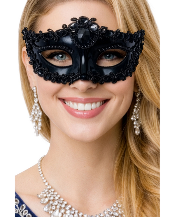 Black mask with decorations