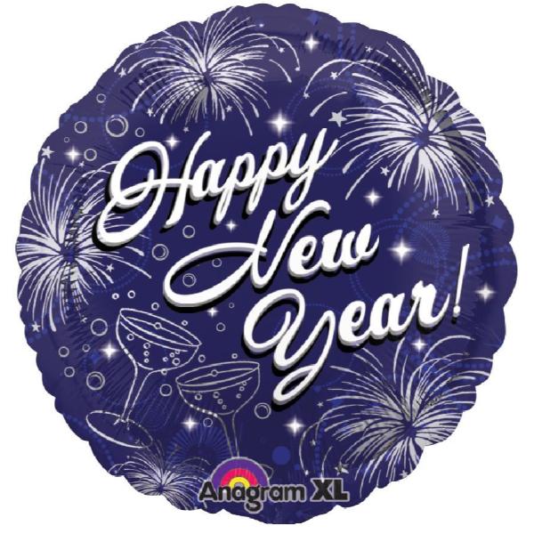 Happy New Year' Blue Foil balloon 18"