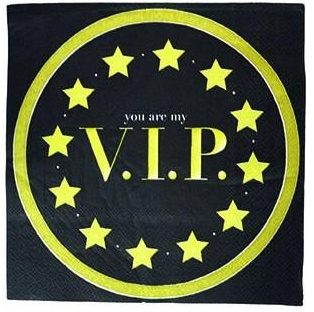 Black and Gold V.I.P 16 Napkins 33cm x 33cm