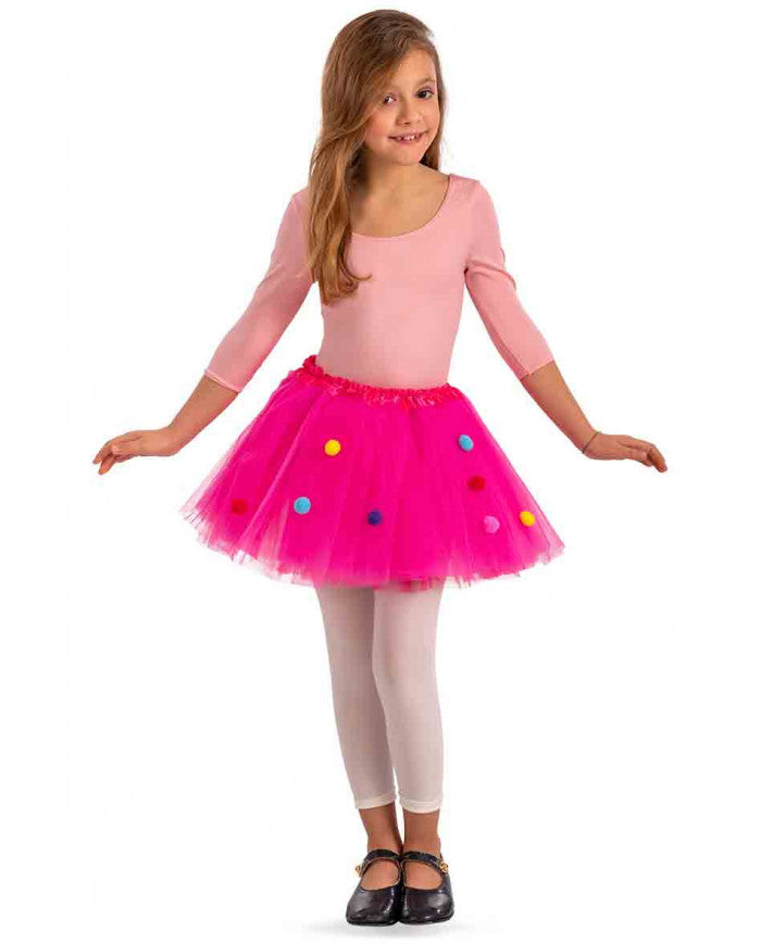 Fuxia Tutu With Multicolor Dots
