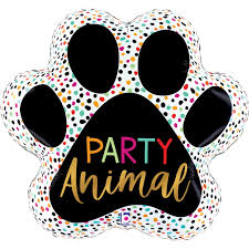 "Party animal " foil Balloon in a Paw