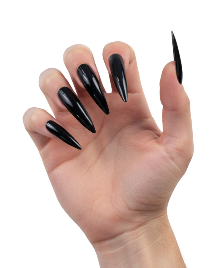 Long black adhesive witch nails