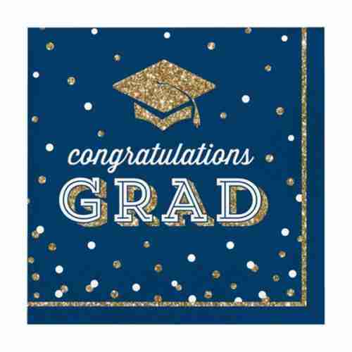 Blue and gold graduation napkins