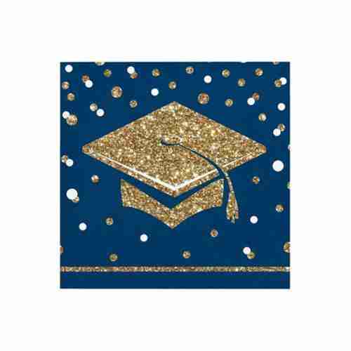 Blue and gold graduation napkins